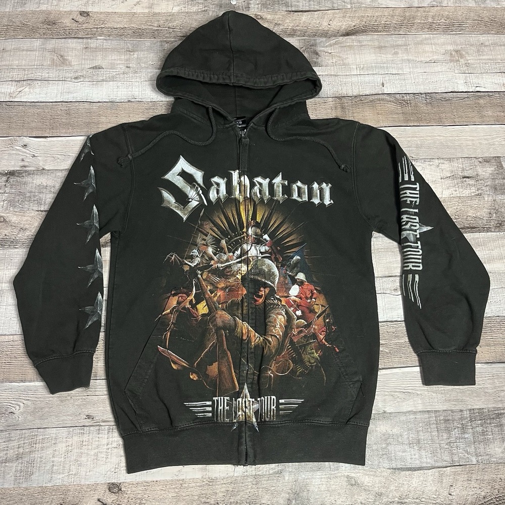 Sabaton Hoodie Size Small Black Full Zip Metal Band Merch